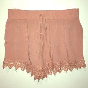 Peach Shorts with Embroidered Ends